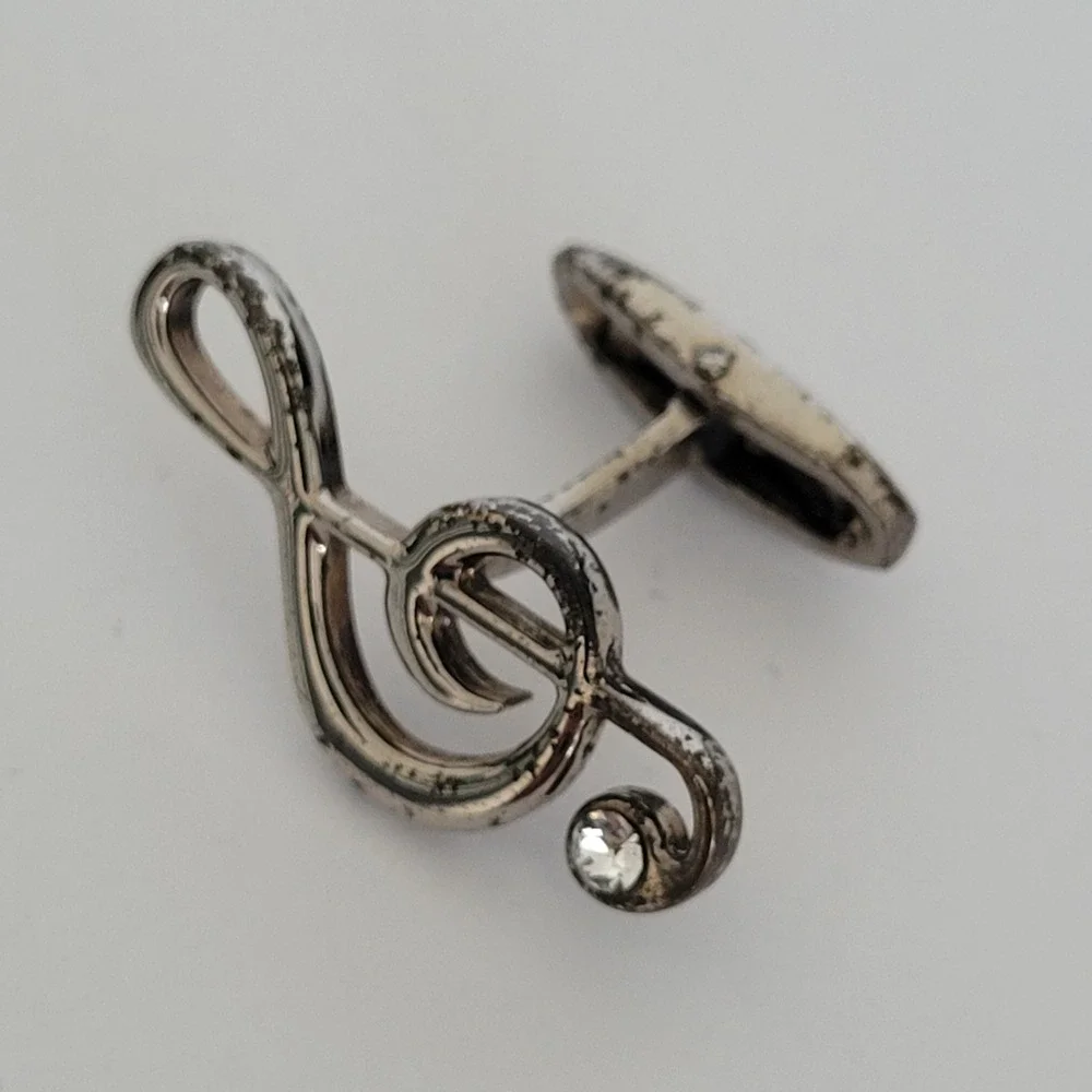 Dolce‎ & Gabbana Mens Treble Clef Musical Note Cufflinks Silver Tone Made Italy